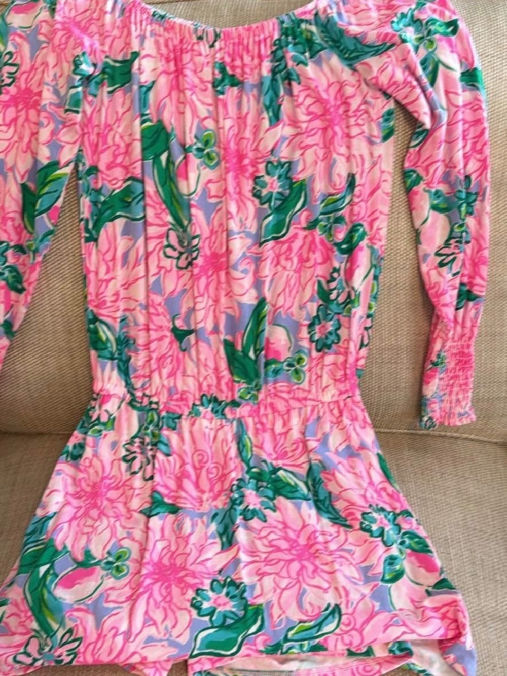 NWT LILLY PULITZER PINK BLOSSOM TRY ZEST LANA OFF SHOULDER SKORT ROMPER XXS